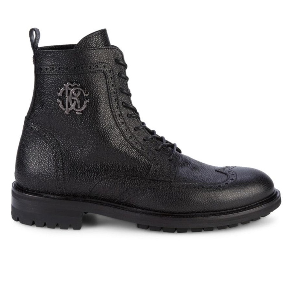 Roberto Cavalli snakeskin-embossed leather combat boots